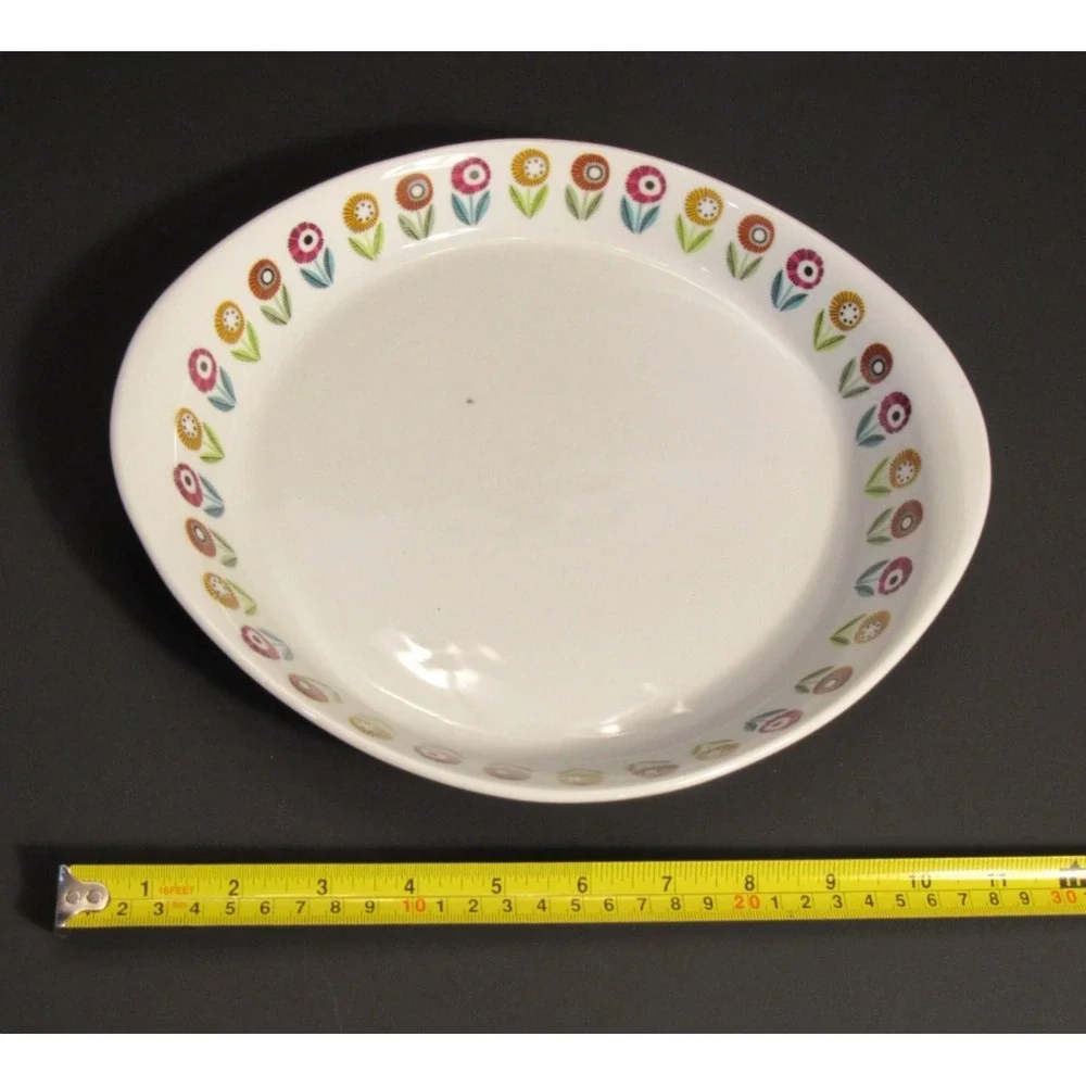 Upsala-Ekeby Karlskrona Ignis Dukat Roung Baking Dish Sweden MCM Floral 11.25in